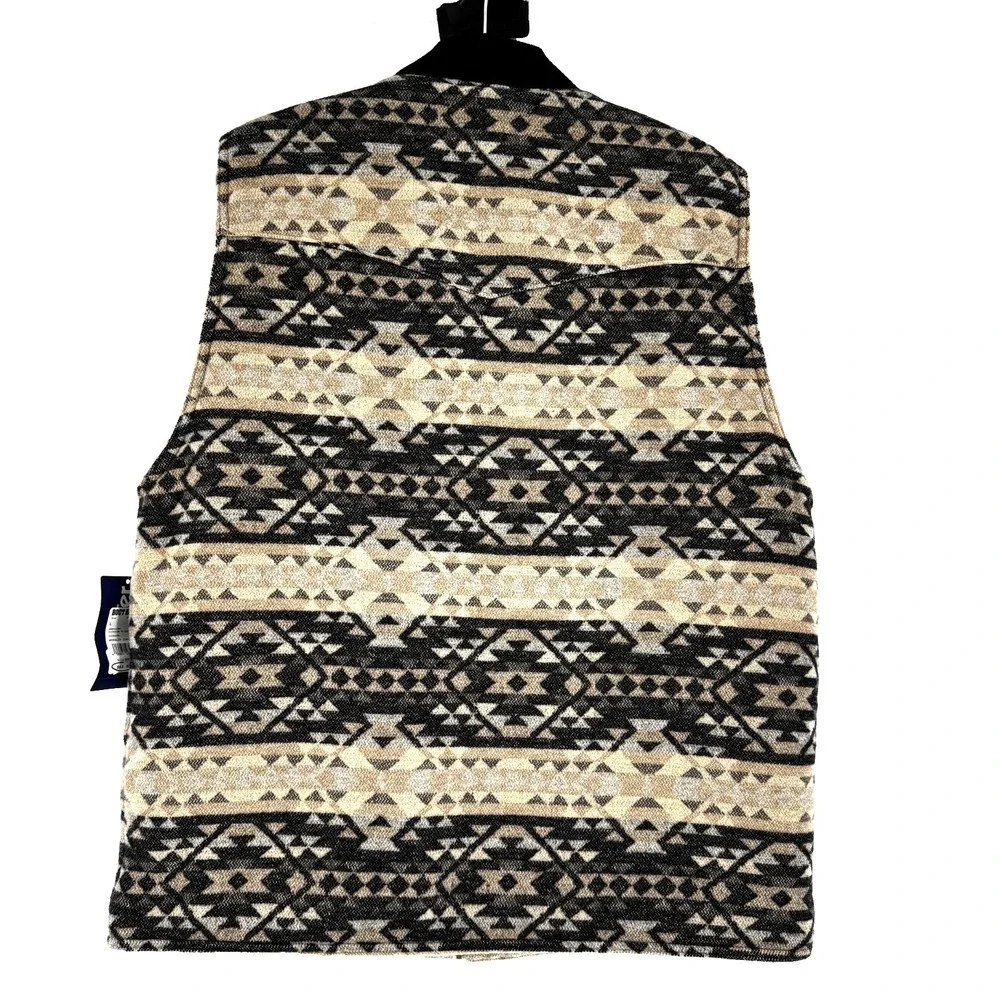 New Wrangler Men's Southwestern Sherpa Lined Zip Vest XXL Brown Cowboy Landman - Picture 2 of 12